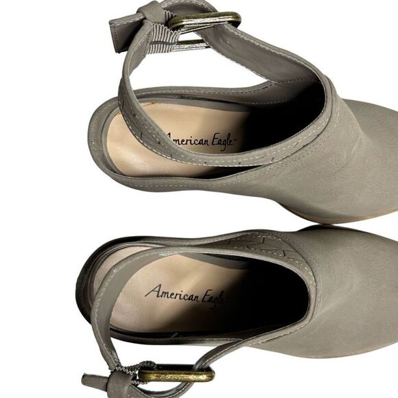 American Eagle taupe sling back buckle mule ankle boots size 7.5 - Picture 10 of 13